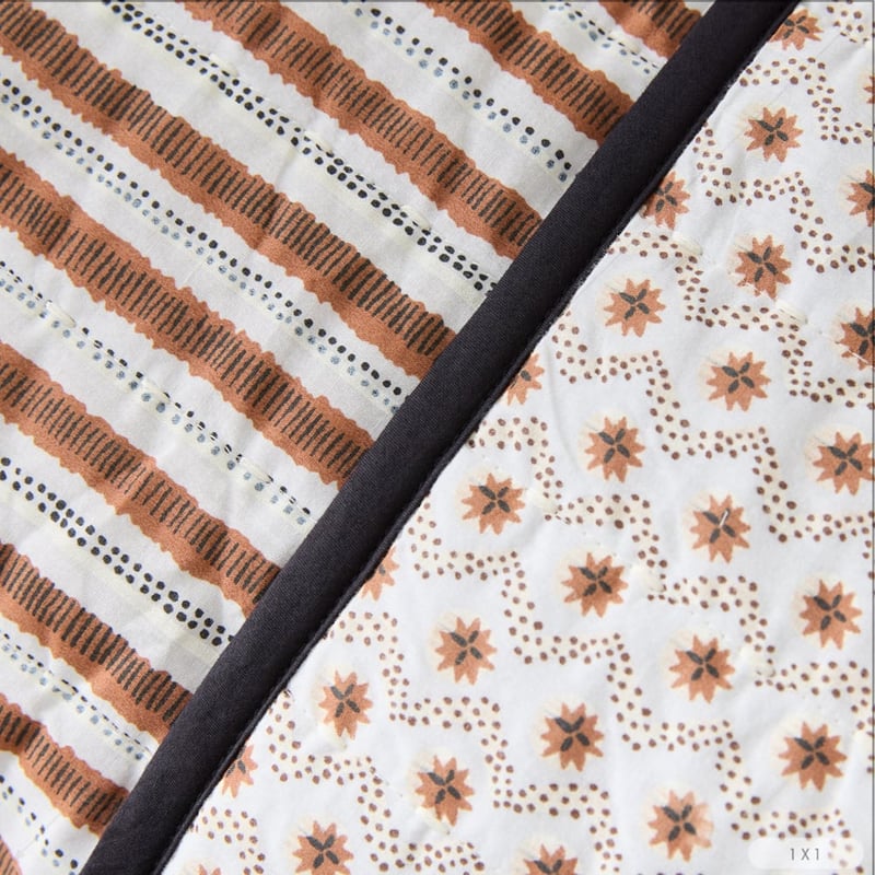 Delhi Brown Sugar & Black Quilted Coverlet