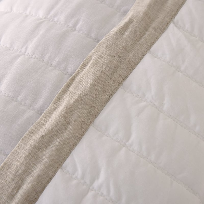 Vintage Washed Linen White & Linen Border Quilted Pillowcases