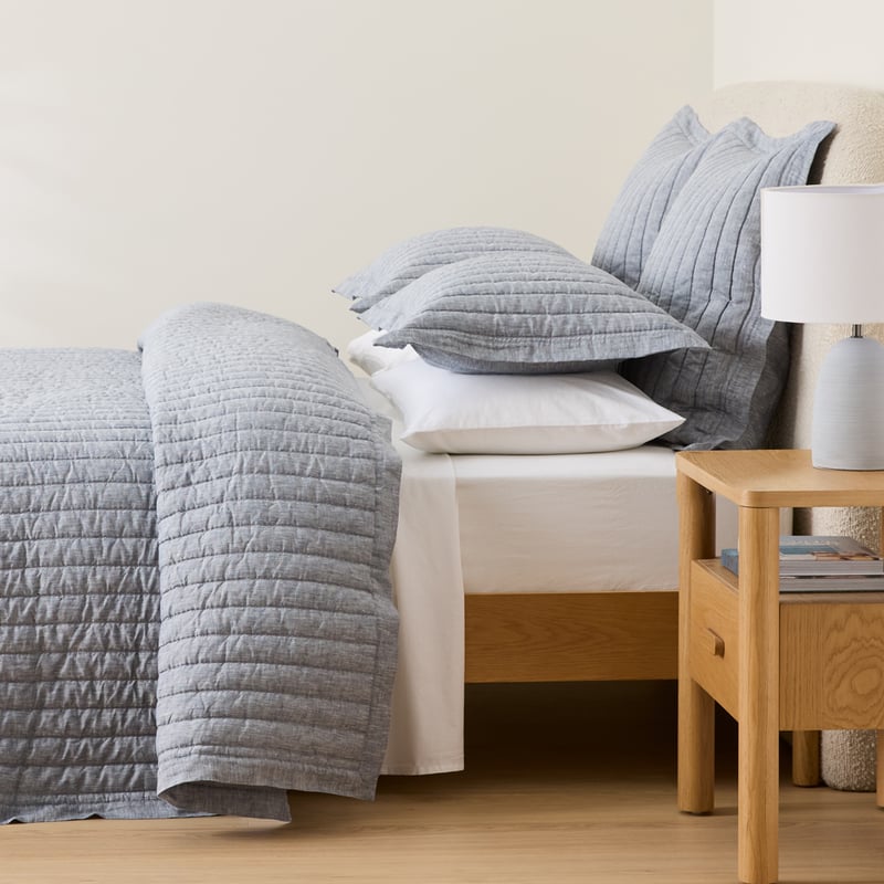 Vintage Washed Linen Baltic Quilted Coverlet Separates 