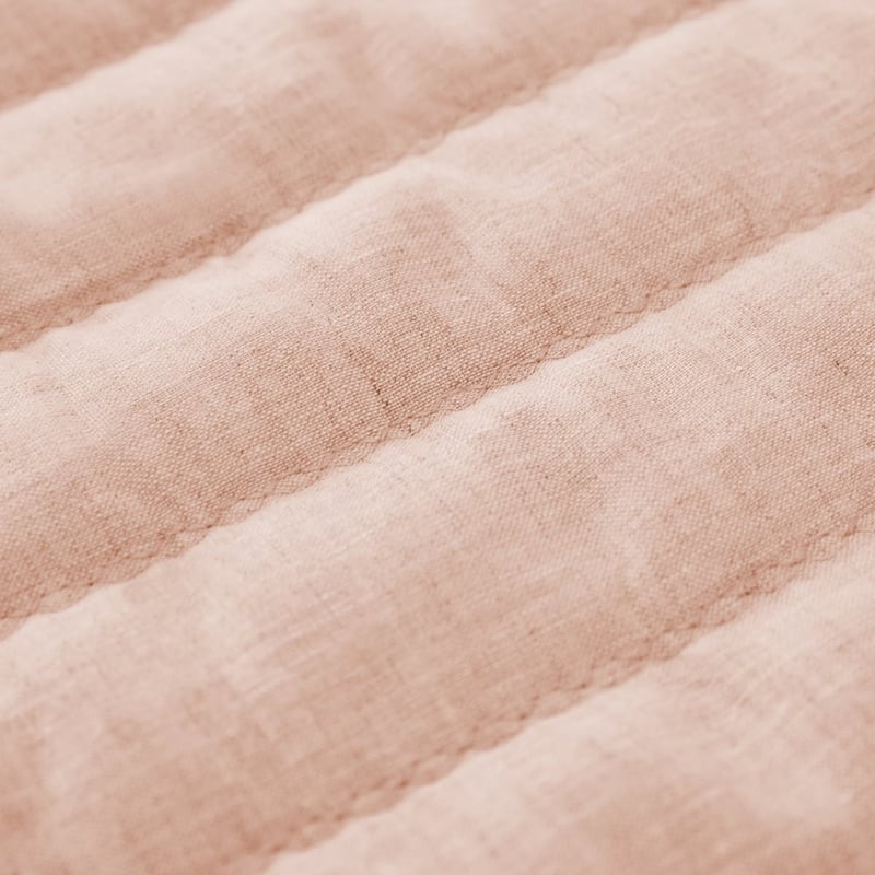 Vintage Washed Linen Nude Pink Quilted Coverlet Separates