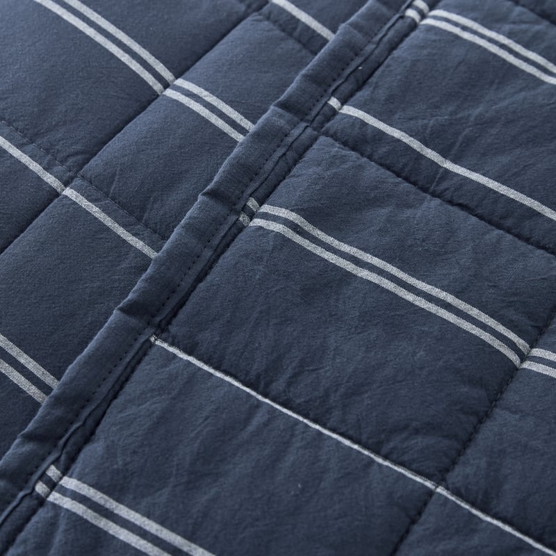 Stonewashed Cotton Navy Pencil Stripe Quilted Coverlet Separates