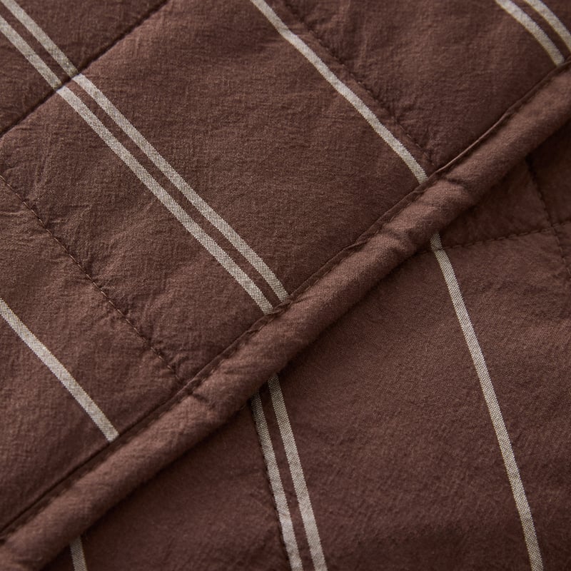 Stonewashed Cotton Chocolate Pencil Stripe Quilted Coverlet Separates