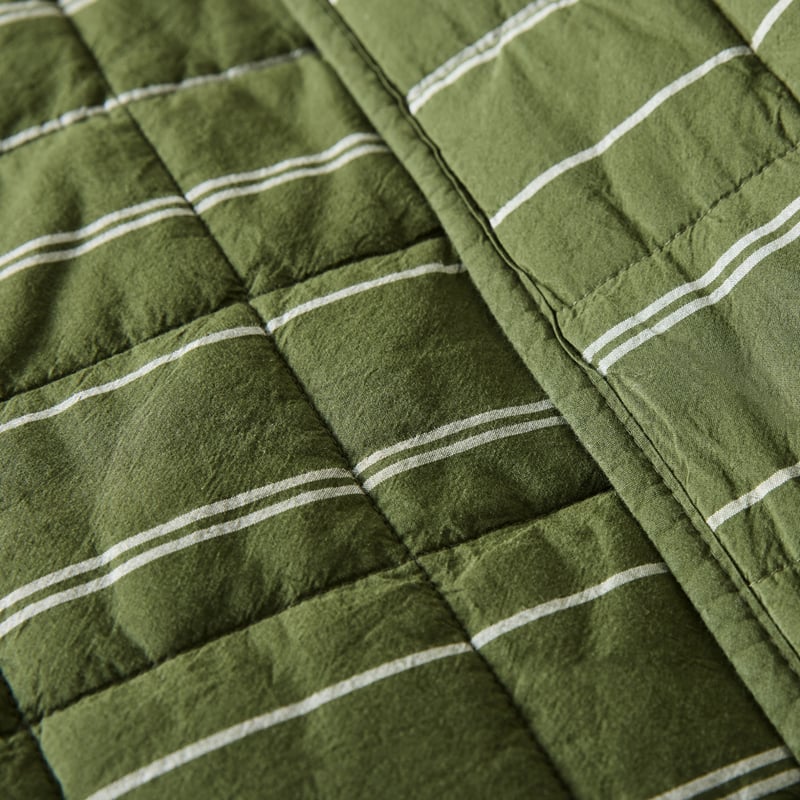 Stonewashed Cotton Basil Pencil Stripe Quilted Pillowcases