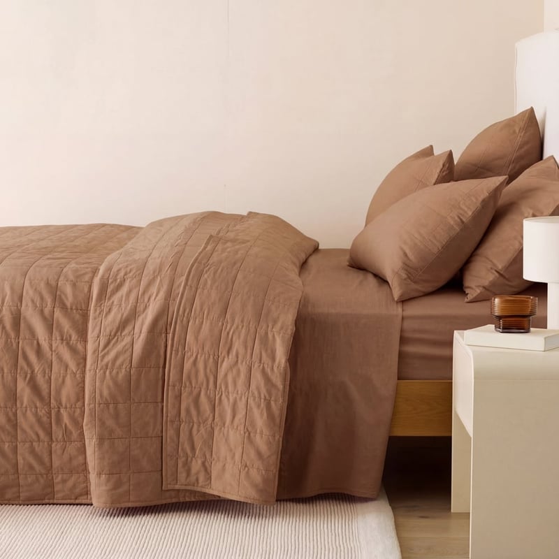 Stonewashed Cotton Fudge Quilted Coverlet Separates