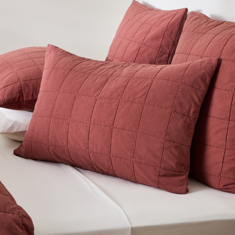 Stonewashed Cotton Redwood Quilted Coverlet Separates 