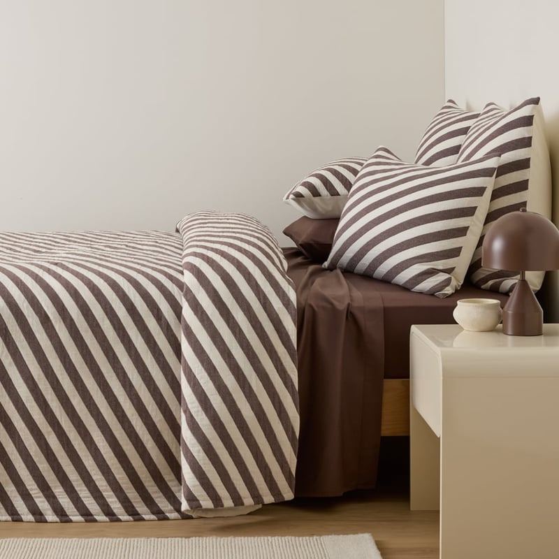 Diagonal Stripe Chocolate Jacquard Coverlet Set + Separates