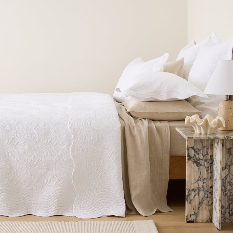 Elisa White Quilted Coverlet Set + Separates