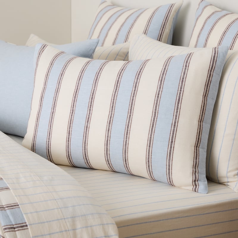 Remi Blue Stripe Linen Cotton Coverlet Set + Separates