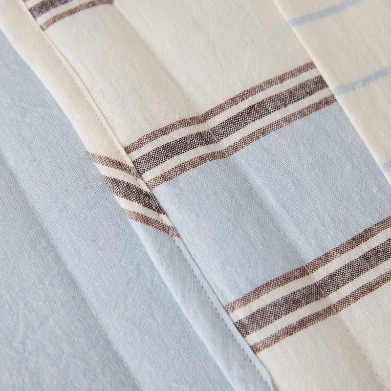 Remi Blue Stripe Linen Cotton Quilted Pillowcases
