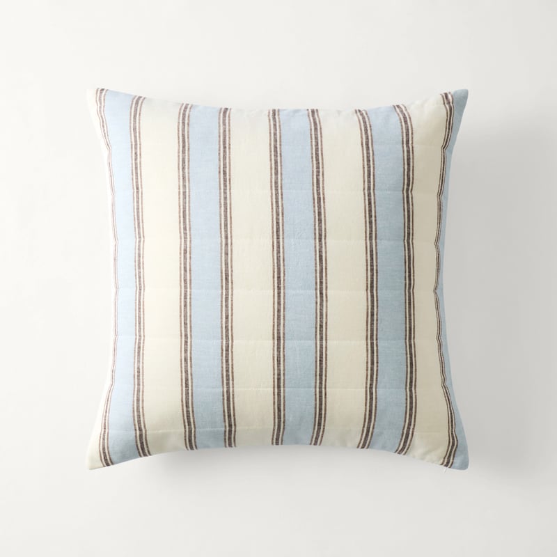 Remi Blue Stripe Linen Cotton Quilted Pillowcases