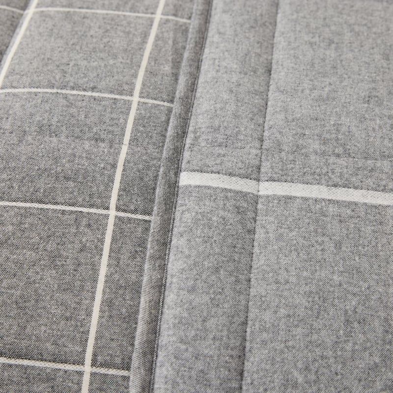 Fiore Grid Grey Flannel Quilted Coverlet Separates