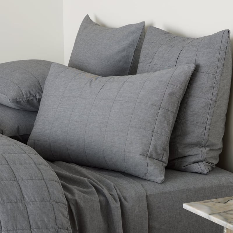 Stonewashed Cotton Salt & Pepper Quilted Coverlet Separates