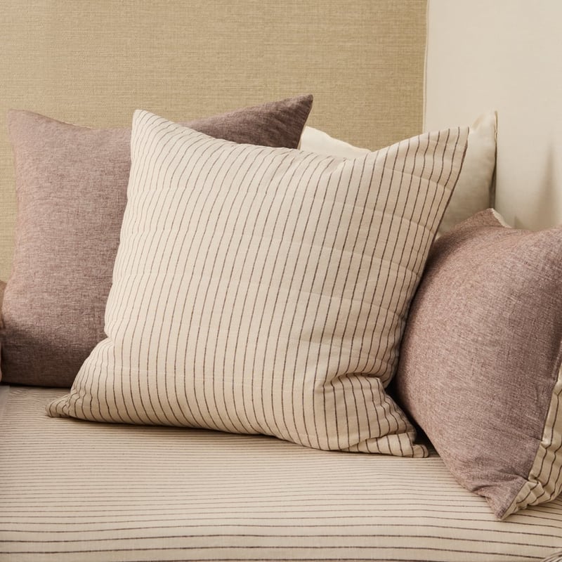 Linen Cotton Nutmeg Stripe Quilted Coverlet Separates