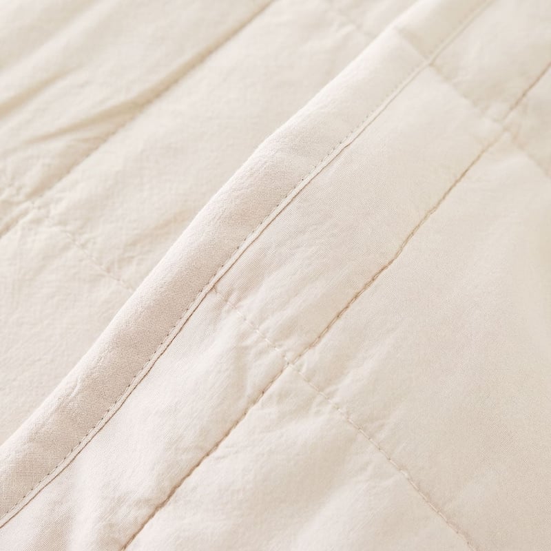 Stonewashed Cotton Coconut Quilted Grid Coverlet Separates