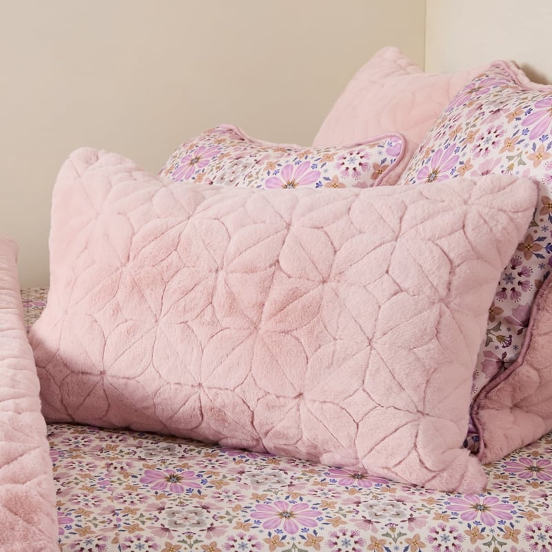 Fleur Harris Botanica Mauve Faux Fur Quilted Pillowcases