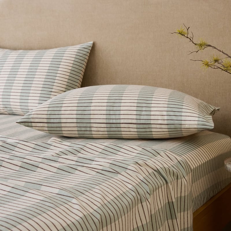 Elliot Seagrass Stripe Flannel Sheet Separates