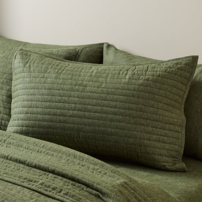 Melange Olive Flannel Quilted Coverlet Separates