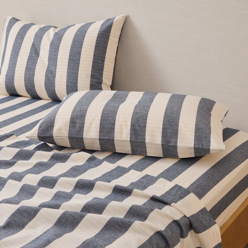 Elliot Navy Stripe Flannel Sheet Separates