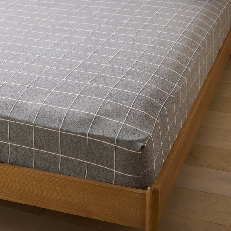 Fiore Grey Mini Grid Flannel Sheet Separates