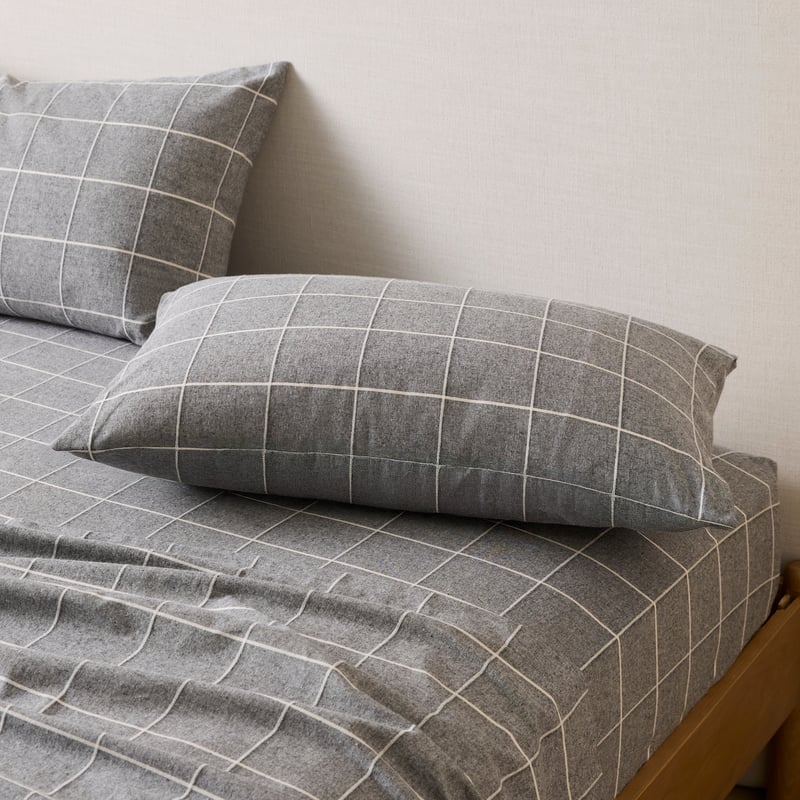 Fiore Grey Mini Grid Flannel Pillowcases