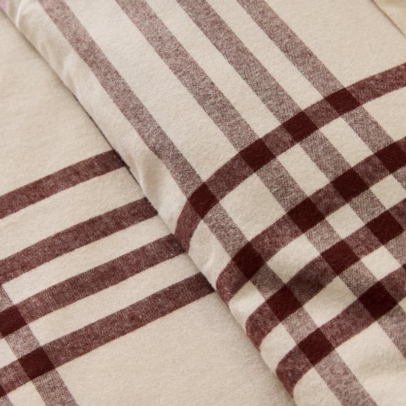 Oban Tartan Natural Flannel Quilt Cover Set