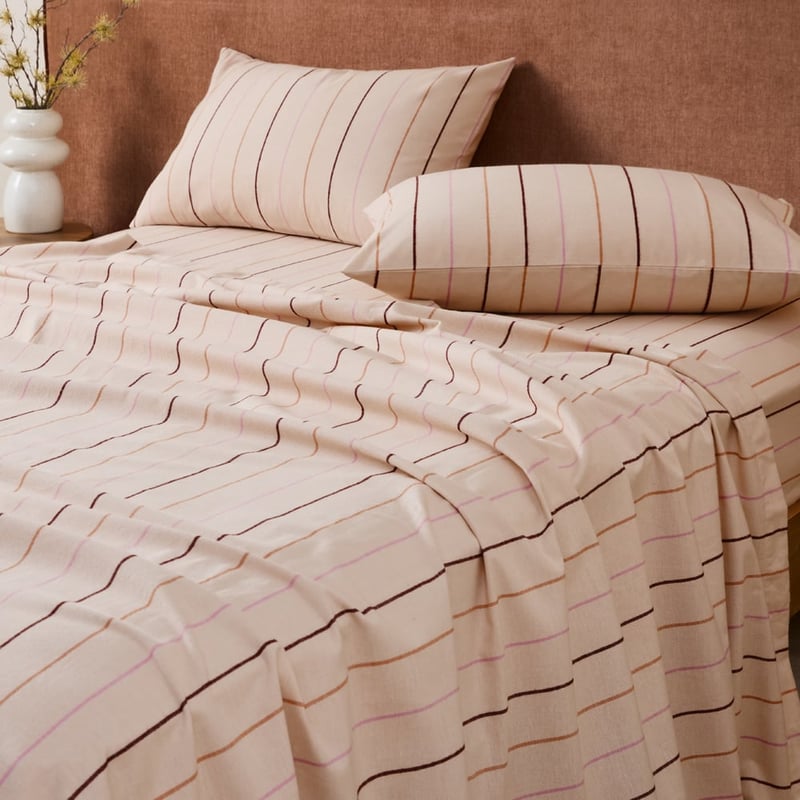 Kintyre Stripe Natural Flannel Sheet Separates 