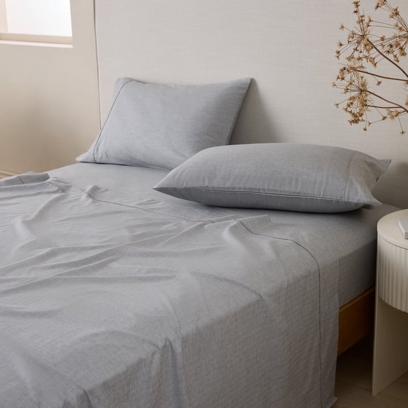 Brushed Cotton Cashmere Black & White Herringbone Sheet Set