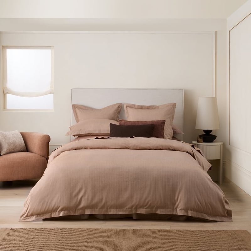 Brushed Cotton Chestnut Cashmere Herringbone Quilt Cover Set + Separates