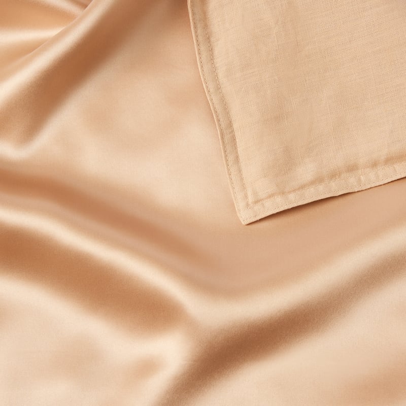 Vintage Washed Linen Macadamia Silk Pillowcases Pair