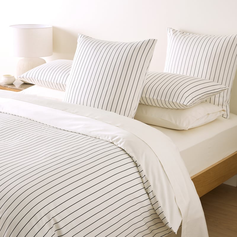 350TC Bamboo Cotton Coconut & Onyx Stripe European Pillowcase