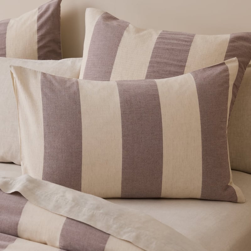 Atlas Natural & Raisin Stripe Pillowcases