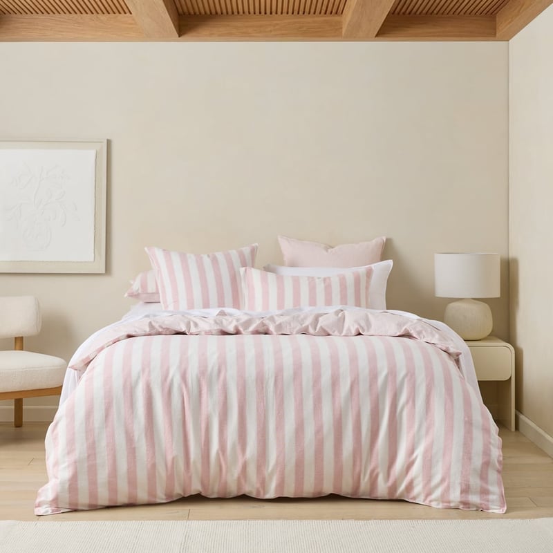 Arden Stripe Pink Linen Cotton Quilt Cover Set + Separates