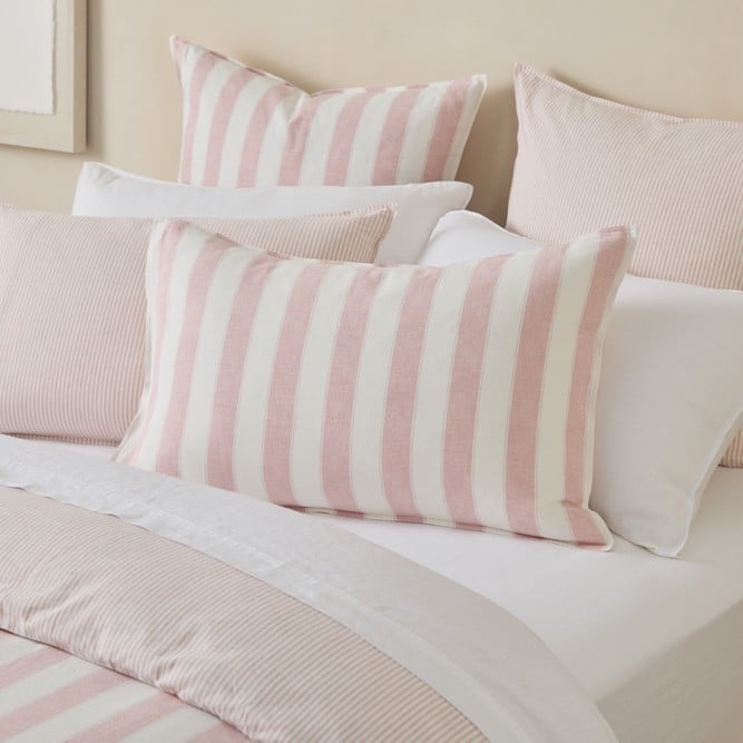 Arden Stripe Pink Linen Cotton Pillowcases