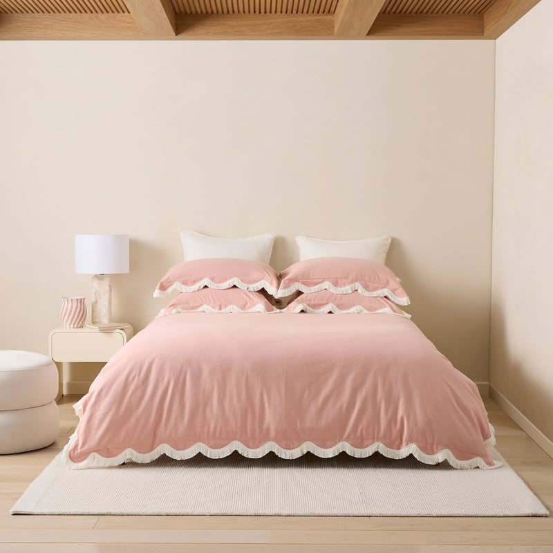 Delilah Dusty Pink Scallop Quilt Cover Set + Separates