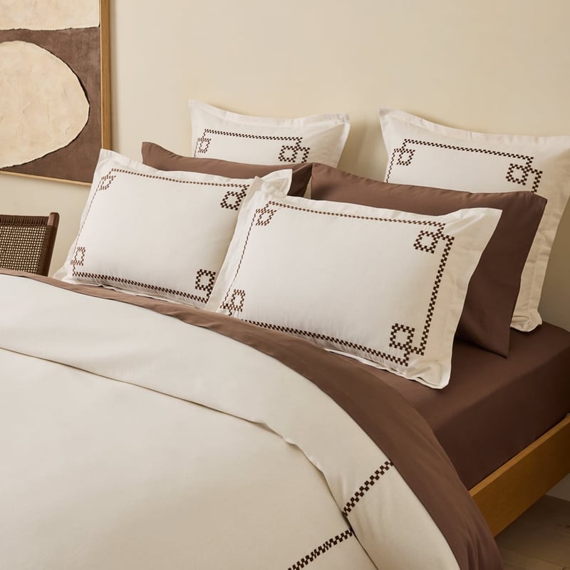 Belmond Natural Embroidered Quilt Cover Set + Separates