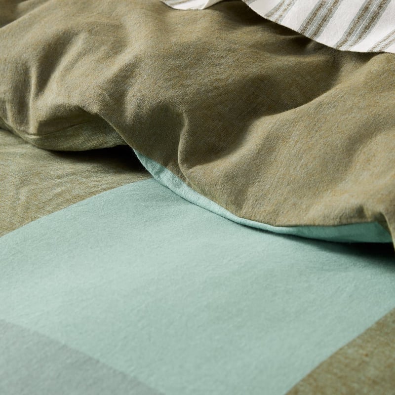 Alma Check Mineral Linen Cotton Quilt Cover Set + Separates 