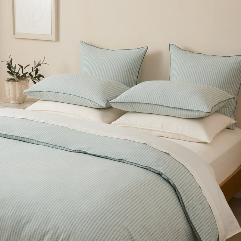 Sasha Mineral Stripe Quilt Cover Set + Separates