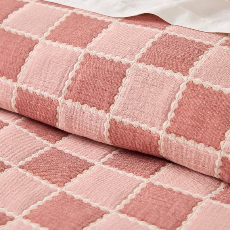 Nellie Dusty Rose Check Quilt Cover Set + Separates