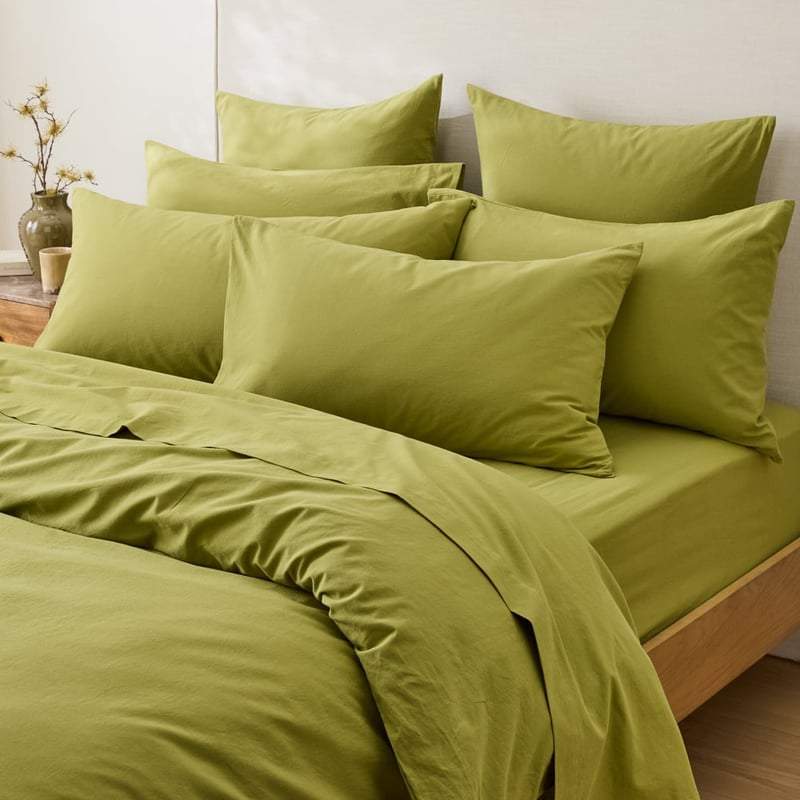 Stonewashed Cotton Bayleaf Quilt Cover Separates