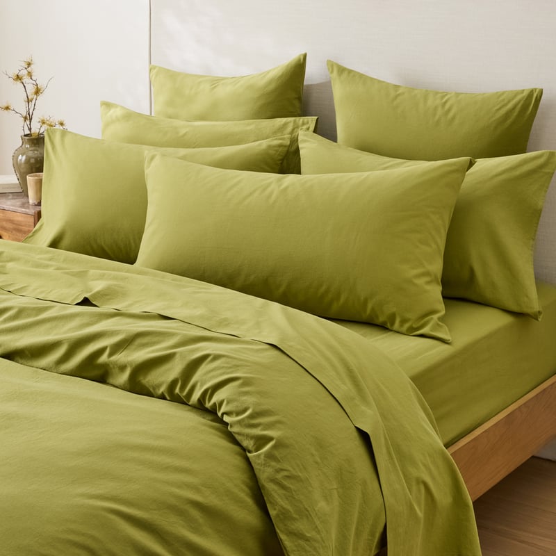 Stonewashed Cotton Bayleaf Quilt Cover Separates