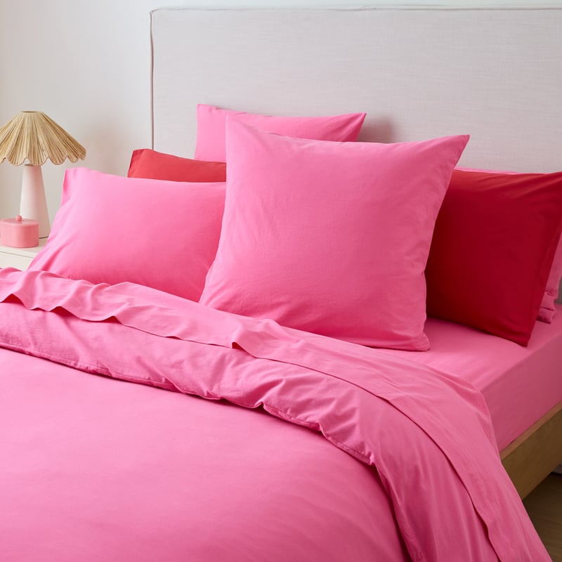 Stonewashed Cotton Hot Pink Quilt Cover Separates