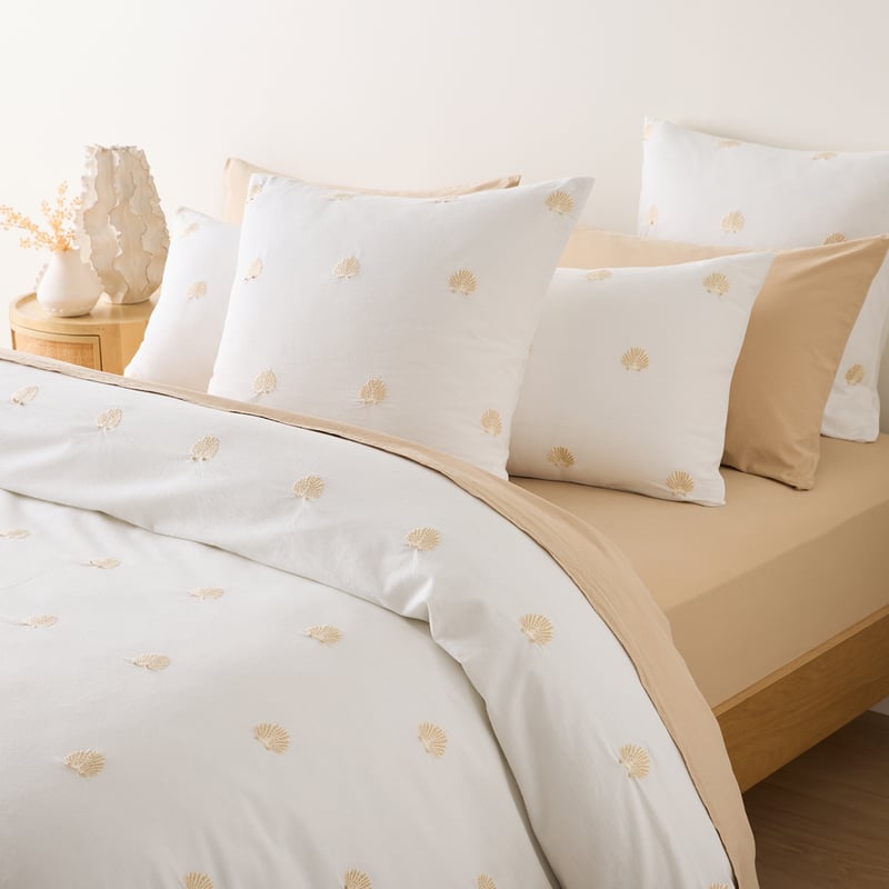 Havana White Shell Embroidered Quilt Cover Set + Separates