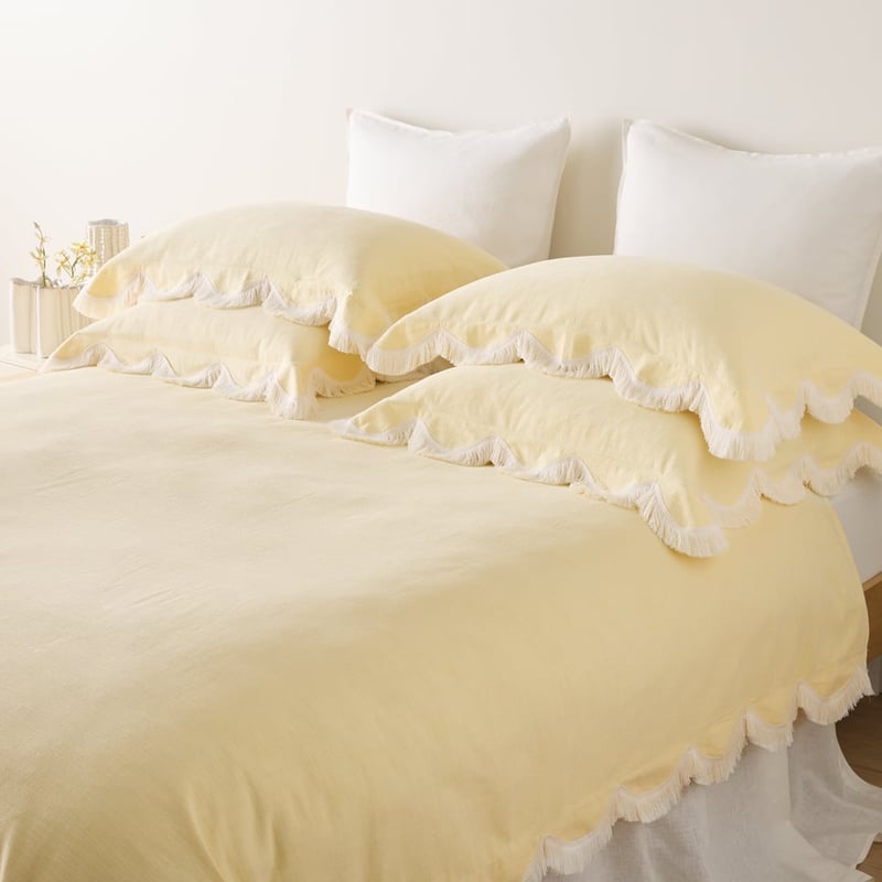 Delilah Lemon Scallop Quilt Cover Set + Separates