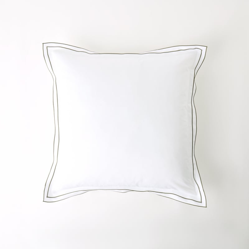 Egyptian Cotton White & Green Split Border Pillowcase 
