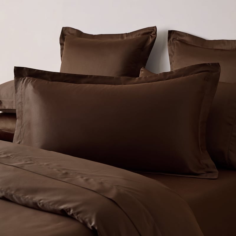Giselle Egyptian Cotton Cocoa Tailored Quilt Cover Set + Separates