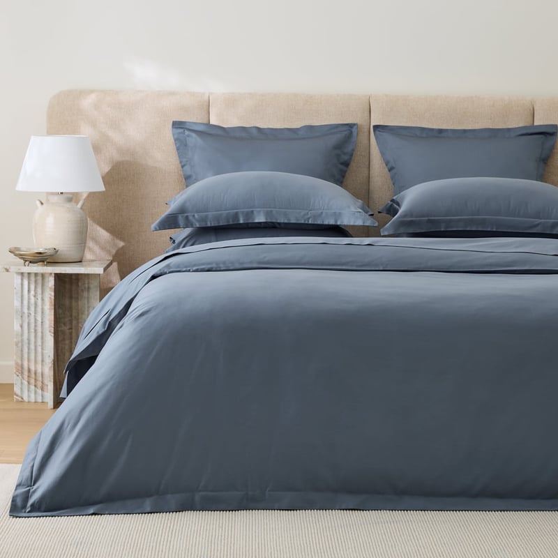 600TC Bamboo Cotton Blue Slate Quilt Cover Separates