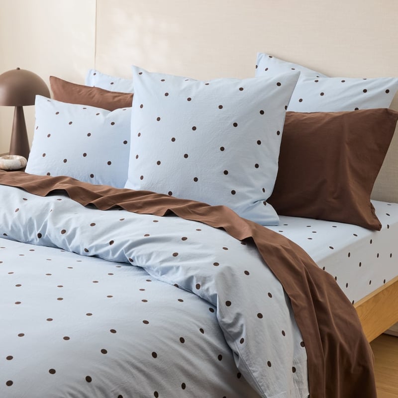 Stonewashed Cotton Coast & Chocolate Spot Quilt Cover Separates