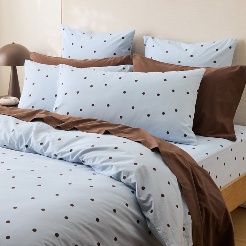 Stonewashed Cotton Coast & Chocolate Spot Quilt Cover Separates
