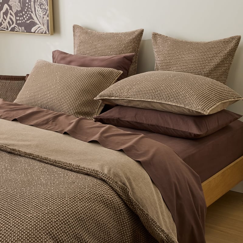 Denver Mocha Waffle Quilt Cover Set + Separates
