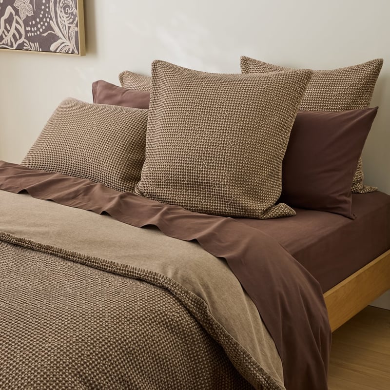 Denver Mocha Waffle Quilt Cover Set + Separates
